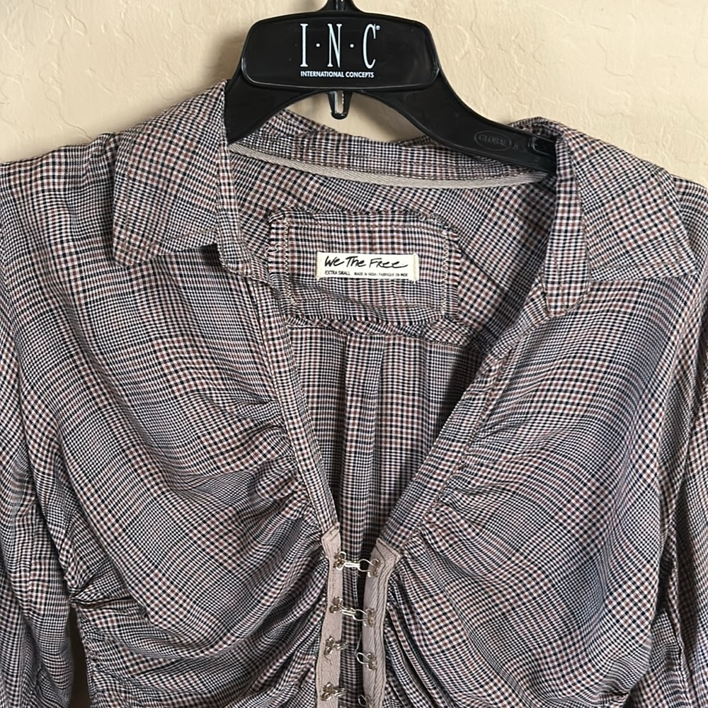 Free people plaid blouse SZ XS
